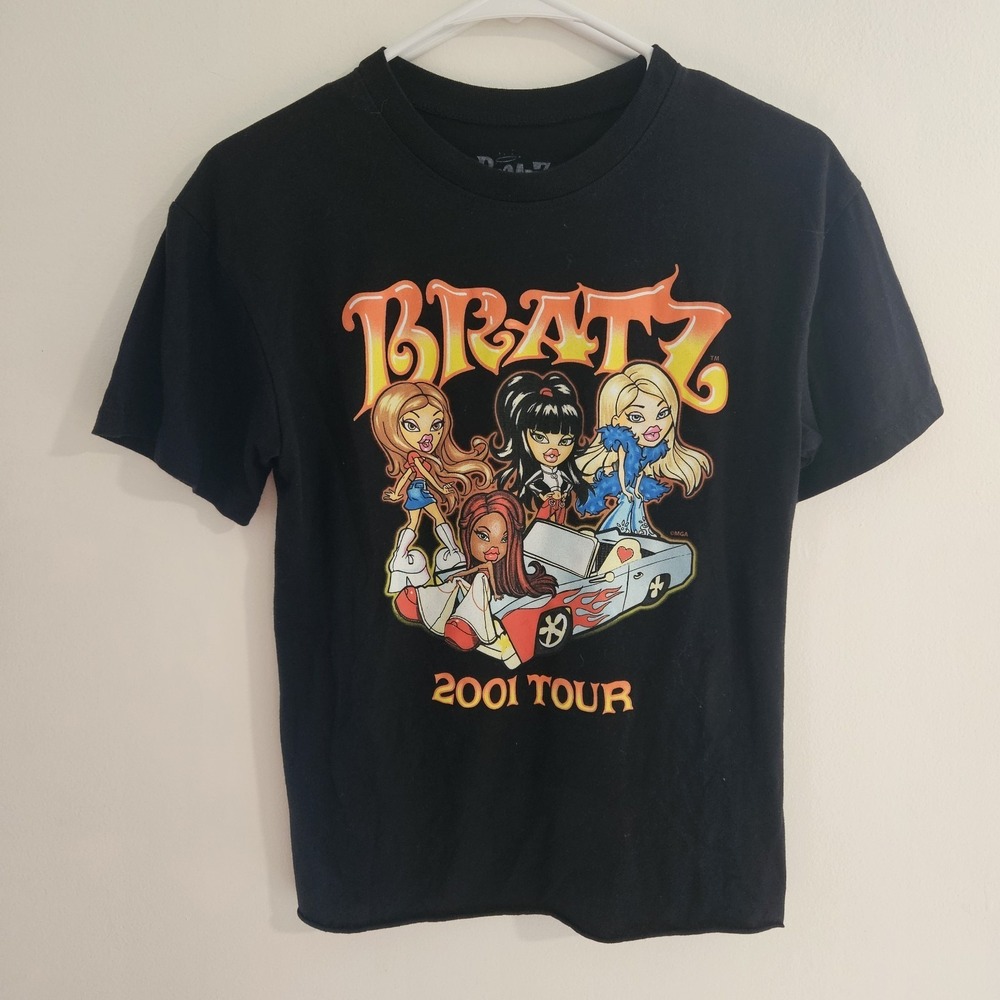Bratz 2001 World‎ Tour Top Shirt Size Small Youth Girls Black Graphic T